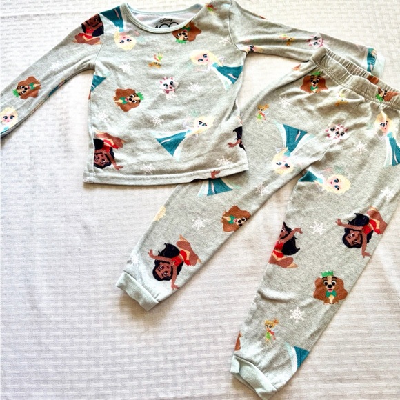 Disney 100 Princess Pajama Set Girls Size 4 – Elsa, Moana, Tinker Bell - Picture 1 of 4